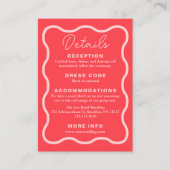 Roze Wavy Retro bruiloft Informatiekaartje (Voorkant)