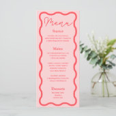 Roze Wavy Retro bruiloft Menu (Staand voorkant)