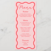 Roze Wavy Retro bruiloft Menu (Voorkant)