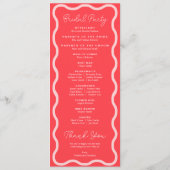 Roze Wavy Retro bruiloft Programmakaart (Achterkant)