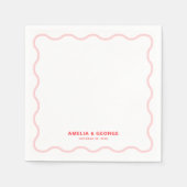 Roze Wavy Retro Trouwcocktail Servet (Voorkant)