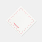 Roze Wavy Retro Trouwcocktail Servet (Hoek)