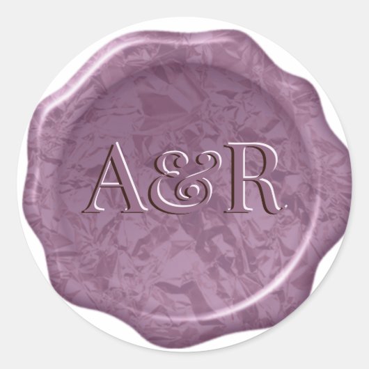 Roze Wax seal Sticker monogram, (Voorkant)