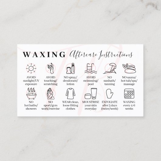 Roze Waxen nazorg twaalf advies instructie Visitekaartje (Achterkant)