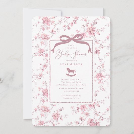 Roze wc-paarden Baby Shower Kaart (Voorkant)