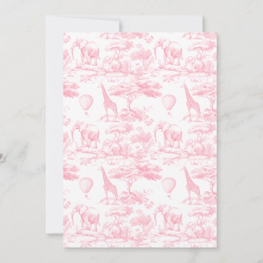 Roze wc-papier Safari babyshower uitnodiging (Achterkant)