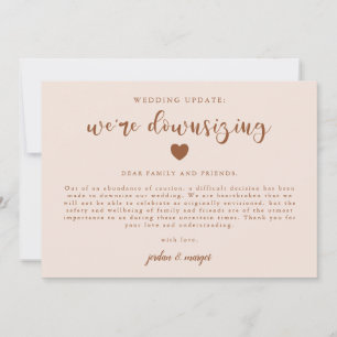 Roze We downsizing Wedding Update Aankondiging