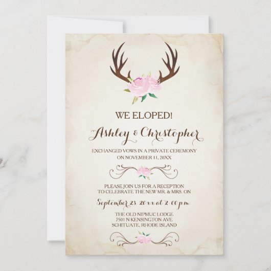 Roze we hebben een gehuwde uitnodiging... ... Deer Kaart (Voorkant)