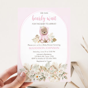 Roze We kunnen bijna niet wachten Baby Shower Kaart