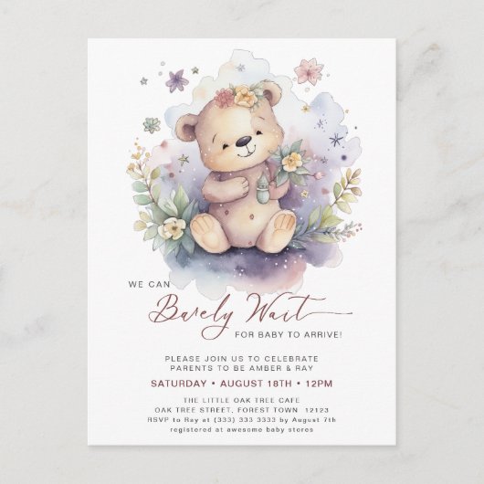 Roze We kunnen bijna niet wachten Schattig meisje  Uitnodiging Briefkaart (Voorkant)