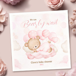 Roze We kunnen bijna wachten Beer Baby shower serv Servet