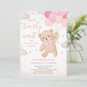 Roze We kunnen bijna wachten op Baby shower Kaart (Staand voorkant)