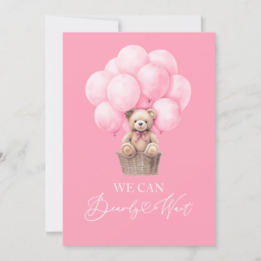 Roze We kunnen bijna wachten op Baby shower uitnod Kaart (Achterkant)