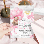 Roze We kunnen bijna wachten op Baby shower uitnod Kaart