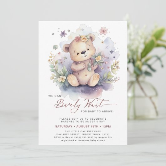 Roze We kunnen bijna wachten schattig meisje Baby Kaart (Staand voorkant)