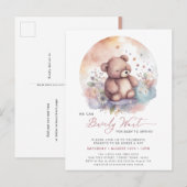 Roze We kunnen bijna wachten schattig meisje Baby  Uitnodiging Briefkaart (Voorkant / Achterkant)