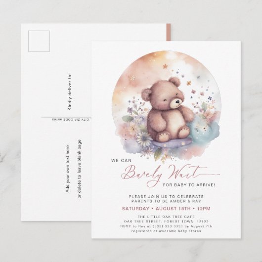 Roze We kunnen bijna wachten schattig meisje Baby Uitnodiging Briefkaart (Voorkant / Achterkant)