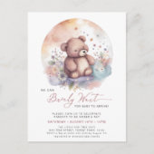 Roze We kunnen bijna wachten schattig meisje Baby Uitnodiging Briefkaart (Voorkant)