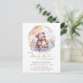 Roze We kunnen bijna wachten schattig meisje Baby  Uitnodiging Briefkaart (Staand voorkant)