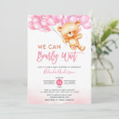 Roze we kunnen het Baby shower van Teddy Bear afwa Kaart (Staand voorkant)