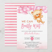 Roze we kunnen het Baby shower van Teddy Bear afwa Kaart (Voorkant / Achterkant)