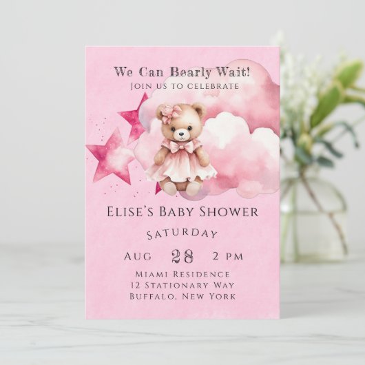 Roze, we kunnen het meisje Baby shower nog beter a Kaart (Staand voorkant)