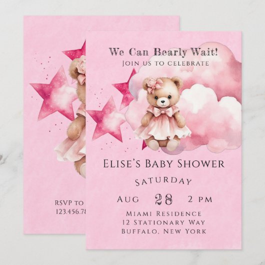 Roze, we kunnen het meisje Baby shower nog beter a Kaart (Voorkant / Achterkant)