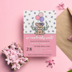 Roze, we kunnen het meisje Baby shower uitnodigen Kaart