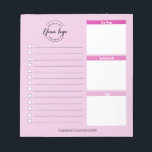 Roze website Aangepaste zakelijke logo - Promotie Notitieblok<br><div class="desc">Promoot uw bedrijf met onze Pink Custom Business Logo Website Promotioneel Notitieblok. Dit praktische en stijlvolle notitieblok is het ideale geschenk voor uw klanten, klanten, medewerkers en leveranciers, zodat ze georganiseerd en productief kunnen blijven. Het tear-away pad ontwerp zorgt voor eenvoudig en handig gebruik, waardoor het ideaal is voor het...</div>