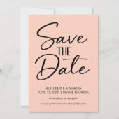 Roze weddenschap met handschrift gebogen kromme save the date (Voorkant)