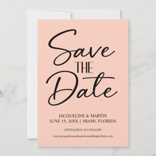 Roze weddenschap met handschrift gebogen kromme save the date (Voorkant)