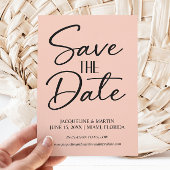 Roze weddenschap met handschrift gebogen kromme save the date
