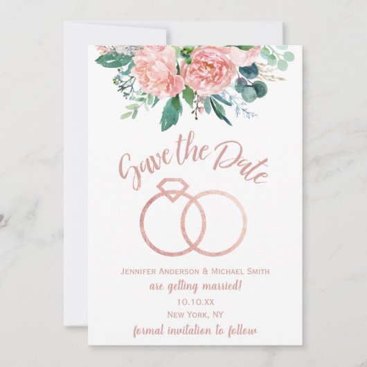  roze weddenschap met het roze roze huwelijk spare save the date (Voorkant)