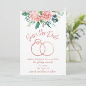  roze weddenschap met het roze roze huwelijk spare save the date (Staand voorkant)
