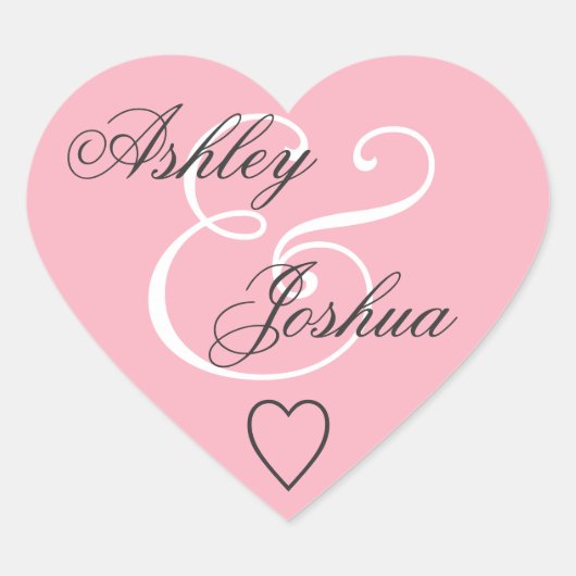 Roze Wedding Envelope Seal Bride and Groom V02 Hart Sticker (Voorkant)
