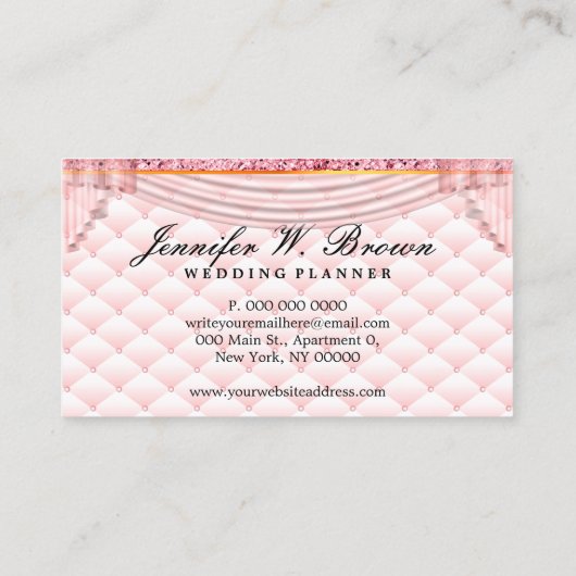 Roze Wedding Event Interieur Decor Gordijn Visitekaartje (Achterkant)