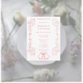 Roze Wedding Menu Kaart Bells Scrollwork