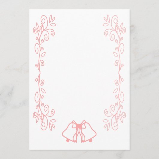 Roze Wedding Menu Kaart Bells Scrollwork (Achterkant)