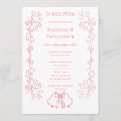 Roze Wedding Menu Kaart Bells Scrollwork (Voorkant)