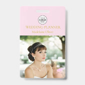 Roze Wedding Planner Foto Logo Medewerker Badge (Voorzijde)