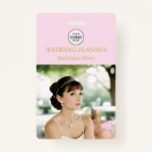 Roze Wedding Planner Foto Logo Medewerker Badge (Voorkant)