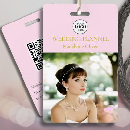 Roze Wedding Planner Foto Logo Medewerker Badge