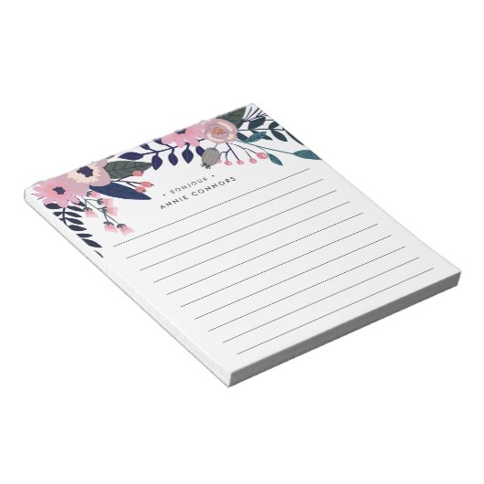 Roze wedow | Aangepaste Floral Notitieblok (Schuin)