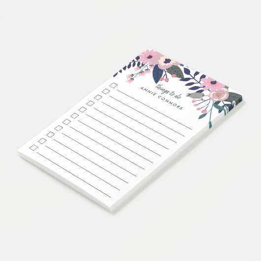 Roze wedow | Aangepaste Floral om lijst te doen Post-it® Notes (Schuin)