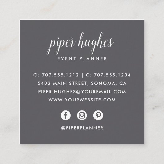 Roze wedow | Chic Floral Vierkante Visitekaartje (Achterkant)