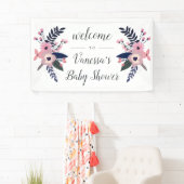Roze wedow | Floral Bridal of Baby shower Welcome Spandoek (Insitu)