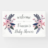 Roze wedow | Floral Bridal of Baby shower Welcome Spandoek (Horizontaal)