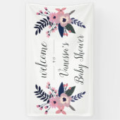 Roze wedow | Floral Bridal of Baby shower Welcome Spandoek (Verticaal)