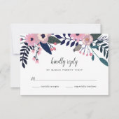 Roze wedow | Floral RSVP-kaart RSVP Kaartje (Voorkant)