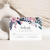 Roze wedow | Floral RSVP-kaart RSVP Kaartje
